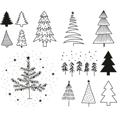 Marken Weihnachtsbaum-Stempel-Set - Bastelstempel für Feiertage Marken Weihnachtsbaum-Stempel-Set - Bastelstempel für Feiertage