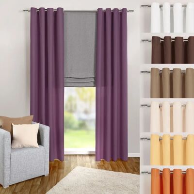 Heimtexland Paarse Microfiber Gordijn met Oogjes - 245x140cm - Modern Ontwerp Heimtexland Paarse Microfiber Gordijn met Oogjes - 245x140cm - Modern Ontwerp