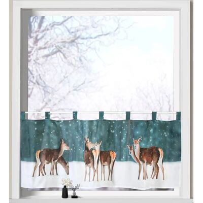 WECKBRODT Hirsche im Schnee Digitaldruck Scheibengardine - Fenster Gardine WECKBRODT Hirsche im Schnee Digitaldruck Scheibengardine - Fenster Gardine