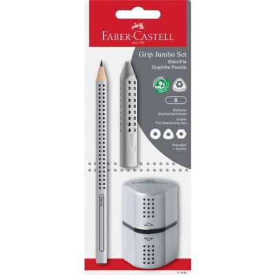 Faber-Castell 111996 Grafietpotlood B - Zilveren ergonomisch set Faber-Castell 111996 Grafietpotlood B - Zilveren ergonomisch set