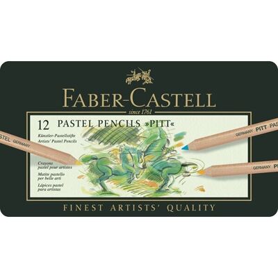 Faber Castell Pastel Pencil Pitt Metal Wallet With 12 Pieces - Künstlerbedarf Faber Castell Pastel Pencil Pitt Metal Wallet With 12 Pieces - Künstlerbedarf