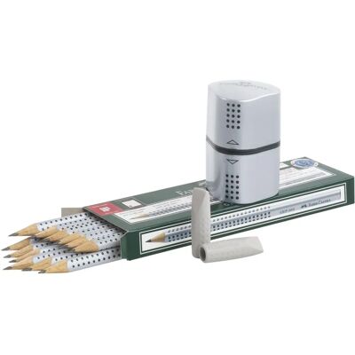 Faber-Castell Grip 2001 Bleistift-Set HB Silber mit Radierer Faber-Castell Grip 2001 Bleistift-Set HB Silber mit Radierer