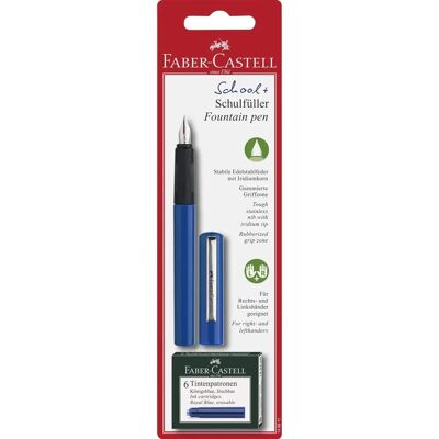 Faber-Castell Faber-Castell Schulausgabe Füllfederhalter, Medium, blauer Korpus, mit Tintenpatronen Faber-Castell Faber-Castell Schulausgabe Füllfederhalter, Medium, blauer Korpus, mit Tintenpatronen