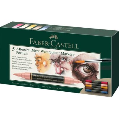 Faber-Castell Watercolour Marker - Double Tip - 5 Portrait Colors Faber-Castell Watercolour Marker - Double Tip - 5 Portrait Colors