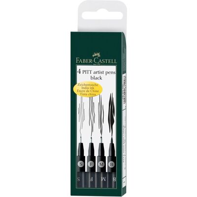 Faber-Castell Pitt Artist Pen Set of 4 Black - Sketching & Drawing Faber-Castell Pitt Artist Pen Set of 4 Black - Sketching & Drawing