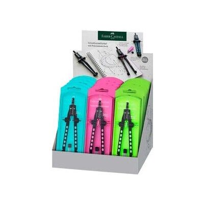 Faber-Castell 174355 Compas Multicolore - 15 pièces - Publicité Faber-Castell 174355 Compas Multicolore - 15 pièces - Publicité