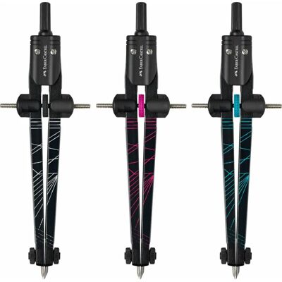 Faber-Castell 574482 Zirkel - Verstellbar, Bunte Farben - 3 Stück Faber-Castell 574482 Zirkel - Verstellbar, Bunte Farben - 3 Stück