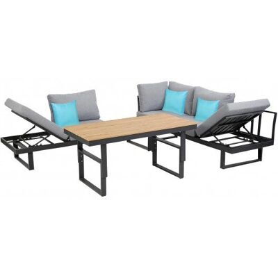 Greemotion San Jose Outdoor-Möbelset - Teak, Grau, Anthrazit - Gartenterrasse Greemotion San Jose Outdoor-Möbelset - Teak, Grau, Anthrazit - Gartenterrasse