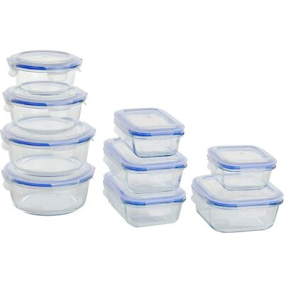 Axentia - Set di conservazione in vetro borosilicato da 9 pezzi - Rettangolare/Rotondo/Quadrato Axentia - Set di conservazione in vetro borosilicato da 9 pezzi - Rettangolare/Rotondo/Quadrato