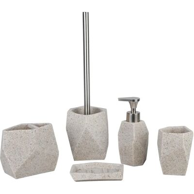Axentia Santorino Bad-Set - 5-teilig, Moderne Resin-Optik Axentia Santorino Bad-Set - 5-teilig, Moderne Resin-Optik