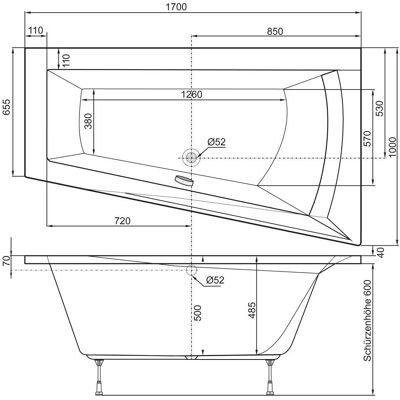 OTTOFOND Galia I Mod. A Weiße Badewanne - Hydro Massage, 170x100cm OTTOFOND Galia I Mod. A Weiße Badewanne - Hydro Massage, 170x100cm