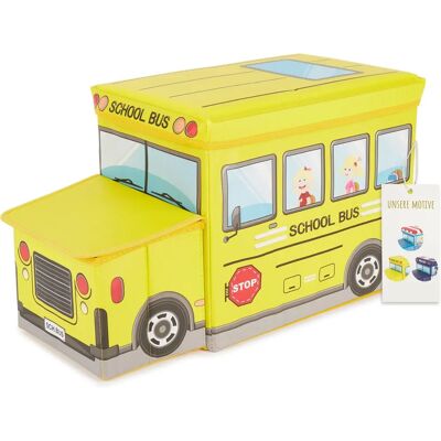 Caixa de armazenamento de ônibus escolar amarelo Bieco - Brinquedo e assento Caixa de armazenamento de ônibus escolar amarelo Bieco - Brinquedo e assento