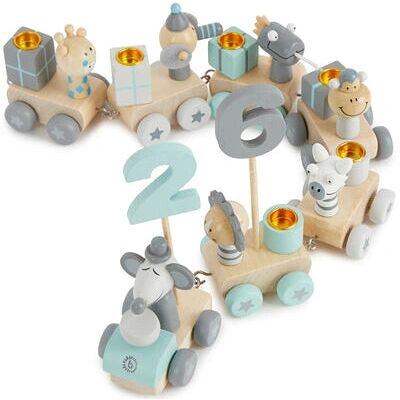 Bieco Modell - Geburtstagszug mit Zahlen - Tiere - Grau Mint - Spielzeug Bieco Modell - Geburtstagszug mit Zahlen - Tiere - Grau Mint - Spielzeug