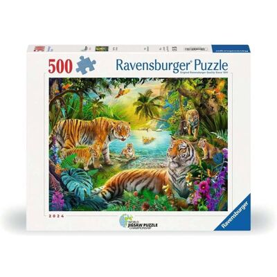 Ravensburger Tiger Family In The Oasis - 500 Teile - Puzzle Ravensburger Tiger Family In The Oasis - 500 Teile - Puzzle