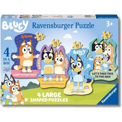 Ravensburger Bluey 4 Large Shaped Puzzles - 10, 12, 14 & 16 Pieces Ravensburger Bluey 4 Large Shaped Puzzles - 10, 12, 14 & 16 Pieces