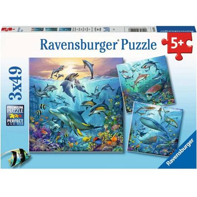 Ravensburger Puzzle 05149 3x49 Animali Vita Marina Bambini Ravensburger Puzzle 05149 3x49 Animali Vita Marina Bambini