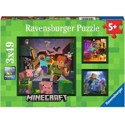 Ravensburger Minecraft Palapeli - 3x49 kappaletta - Opettavainen & Kestävä Ravensburger Minecraft Palapeli - 3x49 kappaletta - Opettavainen & Kestävä