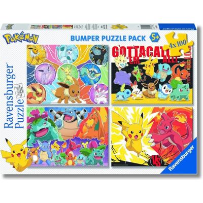 Ravensburger Puzzle Pokémon 4x100 - 4 Quebra-cabeças de 100 peças, A partir de 5 anos Ravensburger Puzzle Pokémon 4x100 - 4 Quebra-cabeças de 100 peças, A partir de 5 anos
