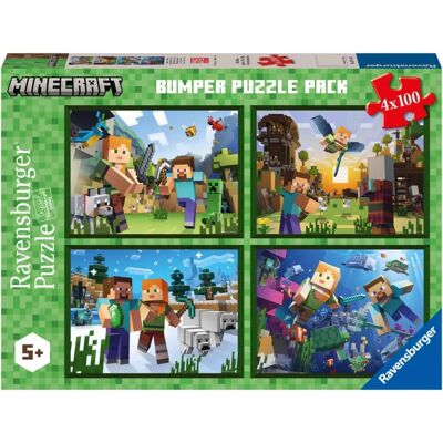 Ravensburger Minecraft Puzzel 4x100 - Puzzel Ravensburger Minecraft Puzzel 4x100 - Puzzel