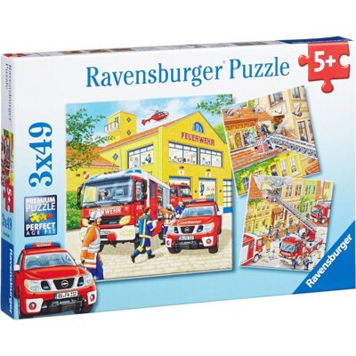 Conjunto de puzzles Ravensburger 094011 Veículos de combate a incêndios - 3x49 peças Conjunto de puzzles Ravensburger 094011 Veículos de combate a incêndios - 3x49 peças