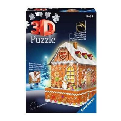 Casa de gengibre de Natal Ravensburger Edição Noite 3D quebra-cabeça Casa de gengibre de Natal Ravensburger Edição Noite 3D quebra-cabeça