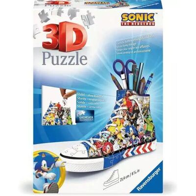 Puzzle 3D Sonic Hedgehog Sneakers - 108 pezzi - Organizzatore Scrivania Puzzle 3D Sonic Hedgehog Sneakers - 108 pezzi - Organizzatore Scrivania