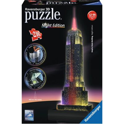 Puzzle 3D Ravensburger Empire State Building LED Nuit - Publicité Puzzle 3D Ravensburger Empire State Building LED Nuit - Publicité