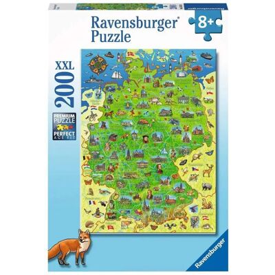 Puzzle Ravensburger Carte Colorée de l'Allemagne - 200 Pièces Puzzle Ravensburger Carte Colorée de l'Allemagne - 200 Pièces