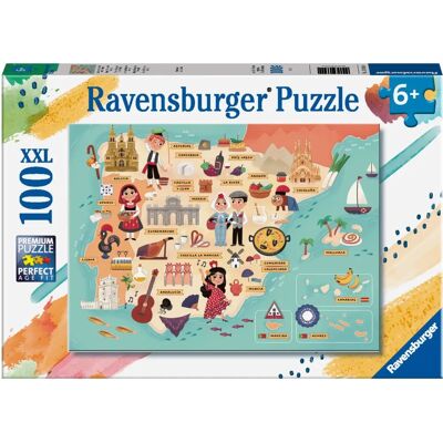 Quebra-cabeça XXL Ravensburger Mapa da Espanha e Portugal - Diversão Educativa Quebra-cabeça XXL Ravensburger Mapa da Espanha e Portugal - Diversão Educativa