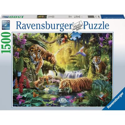 Ravensburger Tigres Tranquilles - Puzzle 1500 pièces - Scène aquatique - Publicité Ravensburger Tigres Tranquilles - Puzzle 1500 pièces - Scène aquatique - Publicité