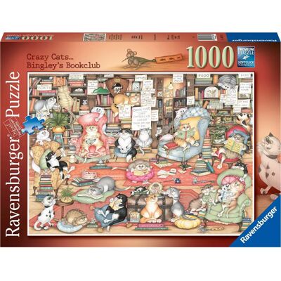 Puzzle Ravensburger Crazy Cats Bingley's Bookclub 1000 Pièces - Publicité Puzzle Ravensburger Crazy Cats Bingley's Bookclub 1000 Pièces - Publicité