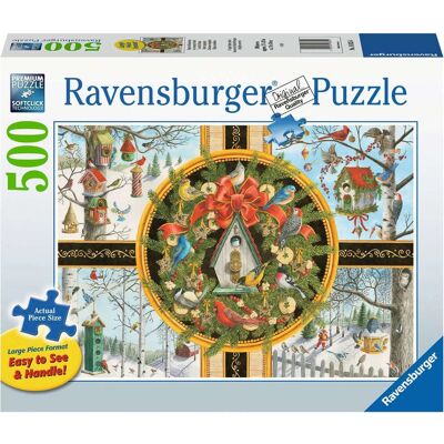 Ravensburger 16835 Puzzle - Christmas Songbirds - 500 Nagy Darabok Ravensburger 16835 Puzzle - Christmas Songbirds - 500 Nagy Darabok
