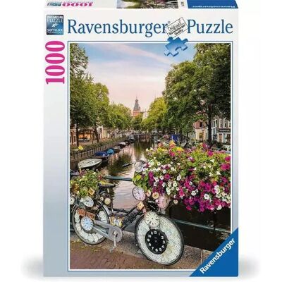 Ravensburger Quebra-cabeça 1000 peças Bicicleta e Flores em Amsterdã - Quebra-cabeça Ravensburger Quebra-cabeça 1000 peças Bicicleta e Flores em Amsterdã - Quebra-cabeça