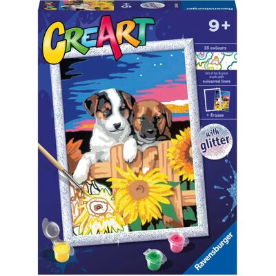 Ravensburger CreArt Seria D: Szczenięta z Słonecznikami - Zestaw do Malowania Ravensburger CreArt Seria D: Szczenięta z Słonecznikami - Zestaw do Malowania