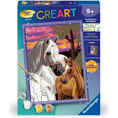 Ravensburger Kids 18x24cm Chevaux au coucher du soleil Kit de peinture par numéros - Art - Publicité Ravensburger Kids 18x24cm Chevaux au coucher du soleil Kit de peinture par numéros - Art - Publicité