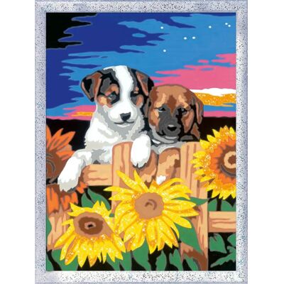 Modello Ravensburger - Cagnolini al tramonto - Set di dipinti numerici Modello Ravensburger - Cagnolini al tramonto - Set di dipinti numerici