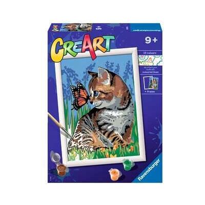 Ravensburger CreArt Serie D: Gattino e Farfalla, Kit di Dipingere con i Numeri Ravensburger CreArt Serie D: Gattino e Farfalla, Kit di Dipingere con i Numeri