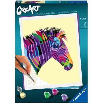Conjunto de Pintura Ravensburger CreArt Zebra Funky para Adultos - Materiais de Arte e Artesanato Conjunto de Pintura Ravensburger CreArt Zebra Funky para Adultos - Materiais de Arte e Artesanato