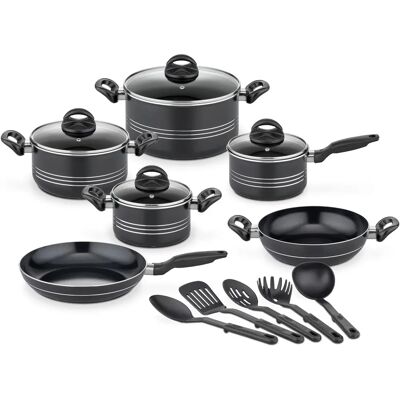 Ensemble de Casseroles GSW Milano Nero - Compatible induction - Publicité Ensemble de Casseroles GSW Milano Nero - Compatible induction - Publicité