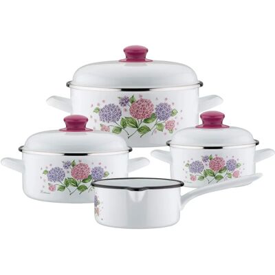 Set Pentole GSW Hortensie - 7 Pezzi Compatibile Induzione Set Pentole GSW Hortensie - 7 Pezzi Compatibile Induzione
