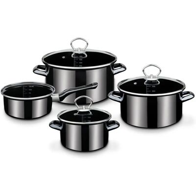 Set di Pentole GSW Profi-Black-Star - Acciaio smaltato resistente - Induzione Set di Pentole GSW Profi-Black-Star - Acciaio smaltato resistente - Induzione