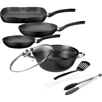 GSW Gourmet Granit Kochgeschirr-Set - Induktion, Schwarz GSW Gourmet Granit Kochgeschirr-Set - Induktion, Schwarz