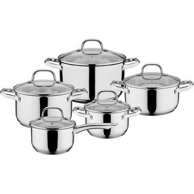 Ensemble de casseroles en acier inoxydable GSW 806787 - 10 pièces - Tous feux Ensemble de casseroles en acier inoxydable GSW 806787 - 10 pièces - Tous feux