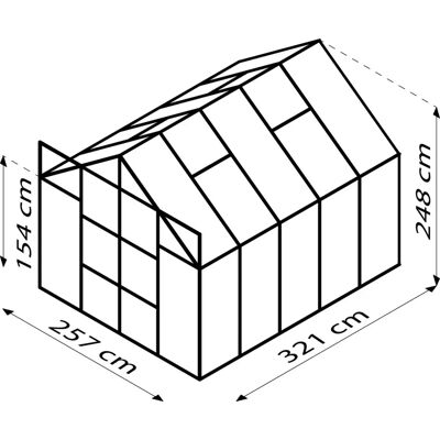 VITAVIA Uranus 8300 Gewächshaus - 8,3 m², Aluminium, Smaragd VITAVIA Uranus 8300 Gewächshaus - 8,3 m², Aluminium, Smaragd