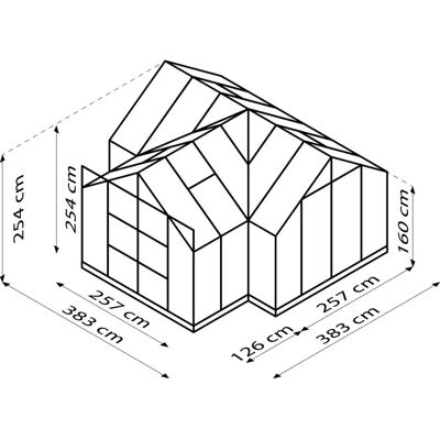 VITAVIA Sirona Gewächshaus - 13 m², Aluminium/ESG Glas, silber VITAVIA Sirona Gewächshaus - 13 m², Aluminium/ESG Glas, silber