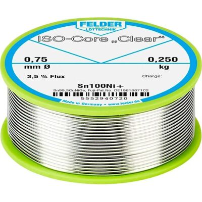 FELDER LÖTTECHNIK ISO-Core Clear Sn100Ni+ Fil à souder - Bobine 0.75mm - Publicité FELDER LÖTTECHNIK ISO-Core Clear Sn100Ni+ Fil à souder - Bobine 0.75mm - Publicité