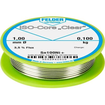 Felder Löttechnik ISO-Core Clear Sn100Ni+ - 0,10 kg - Löttråd Felder Löttechnik ISO-Core Clear Sn100Ni+ - 0,10 kg - Löttråd
