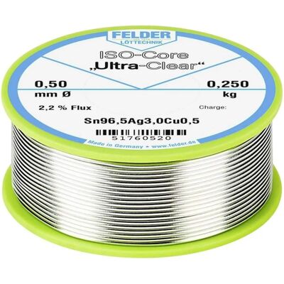 FELDER LÖTTECHNIK ISO-Core Ultra Clear SAC305 Soldeerdraad - Blyvrij elektronisch solderen FELDER LÖTTECHNIK ISO-Core Ultra Clear SAC305 Soldeerdraad - Blyvrij elektronisch solderen