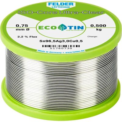 FELDER LÖTTECHNIK ISO-Core Ultra Clear SAC305 Lödtenn Spule - Bleifrei, 0.5kg FELDER LÖTTECHNIK ISO-Core Ultra Clear SAC305 Lödtenn Spule - Bleifrei, 0.5kg