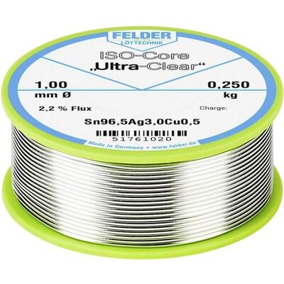 FELDER LÖTTECHNIK ISO-Core Ultra Clear SAC305 Fil à souder - Sans plomb, 0,25kg, 1mm - Publicité FELDER LÖTTECHNIK ISO-Core Ultra Clear SAC305 Fil à souder - Sans plomb, 0,25kg, 1mm - Publicité